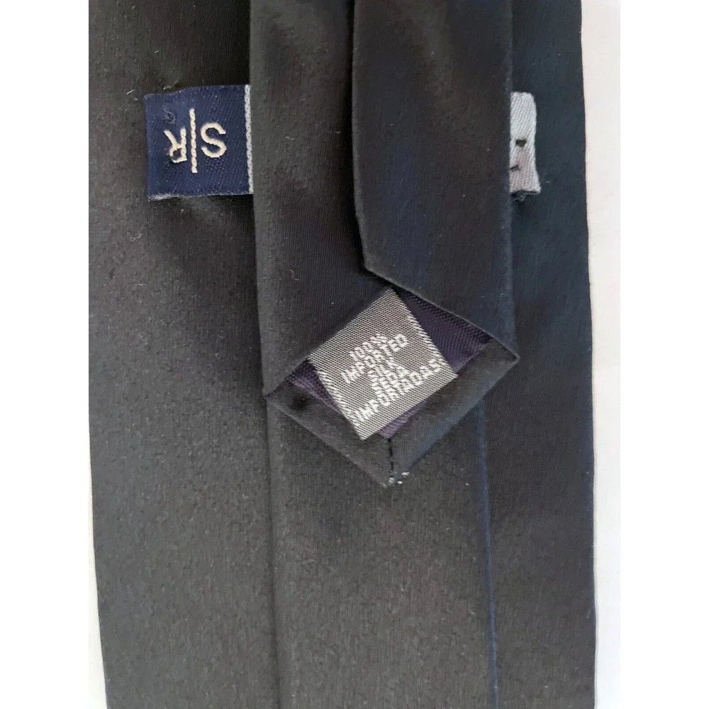 Vintage Savile Row Men's Classic Neck Tie Black 100% Imported Silk Made In Spain